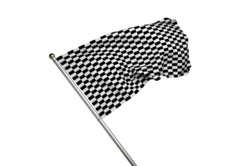 Digital png illustration of white and black race flag on transparent background