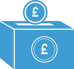 Digital png illustration of blue money box with pound sign on transparent background