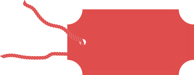 Digital png illustration of red gift tag on string on transparent background