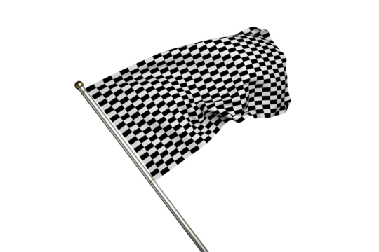 Digital png illustration of white and black race flag on transparent background