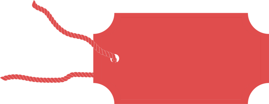 Digital png illustration of red gift tag on string on transparent background