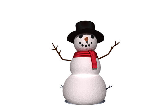 Digital png illustration of happy snowman with black hat on transparent background