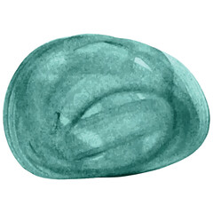 Digital png illustration of dark turquoise hand painted stain on transparent background