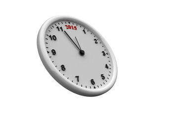 Digital png illustration of clock face with 2015 number on transparent background