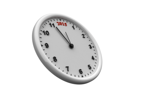 Digital png illustration of clock face with 2015 number on transparent background - Powered by Adobe