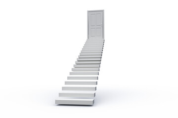 Fototapeta premium Digital png illustration of white stairs and door on transparent background