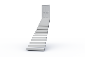 Digital png illustration of white stairs and door on transparent background