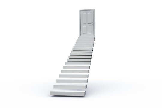 Digital png illustration of white stairs and door on transparent background