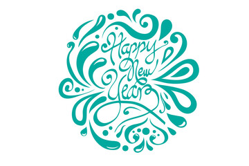 Digital png illustration of decorative happy new year text on transparent background