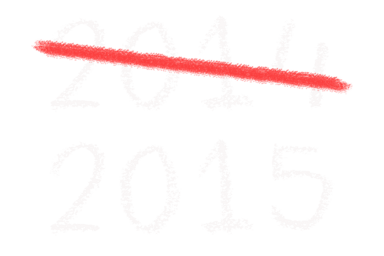 Digital png illustration of 2014 with red line and 2015 numbers on transparent background - Powered by Adobe