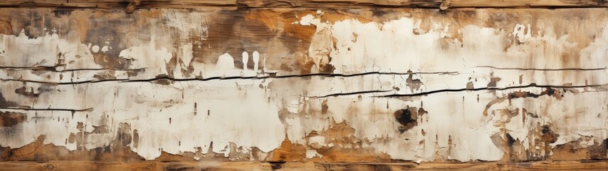 Weathered and Cracked Wooden Wall with Peeling Paint