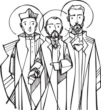 Jesuits founders cartoon vector illustration