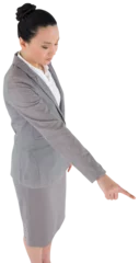 Fotobehang Aziatische plekken Digital png photo of focused asian businesswoman pointing finger on transparent background