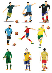 Fototapeta na wymiar Soccer player poster. Vector Color 3d illustration. Hand drawn illustration