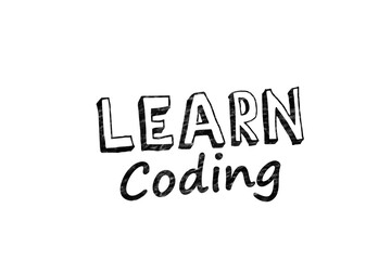 Digital png text of learn coding on transparent background