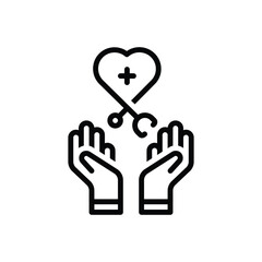 Black line icon for health 