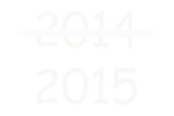 Digital png illustration of 2015 and deleted 2014 number on transparent background