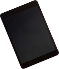 Digital png illustration of black tablet with copy space on transparent background