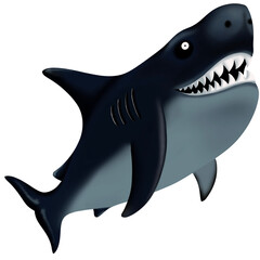 Illustration dark shark on transparent background 