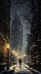 Fototapeta na wymiar winter in the city ,Winter Graphics, Winter Graphics image idea, Illustration