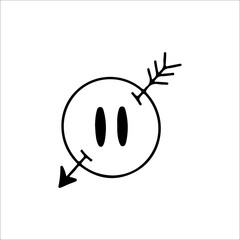 vector illustration of round character with arrow