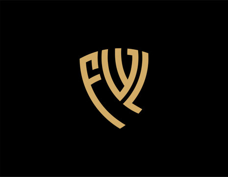 FWL creative letter shield logo design vector icon illustration
