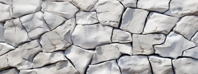 Aged and Textured White Stone Wall with Cracks