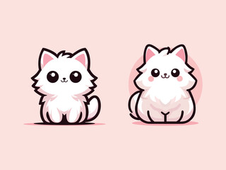 Cute cat collection vector illustration kitten fun happy animal background
