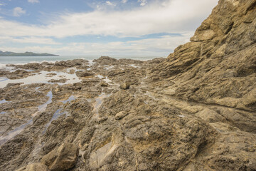 Rocky beach landscape in Playa Flamingo, Costa Rica