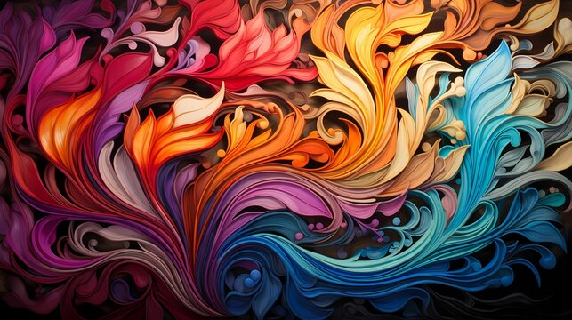 A kaleidoscopic explosion of colors and patterns, transporting viewers to a whimsical and vibrant realm abstract background