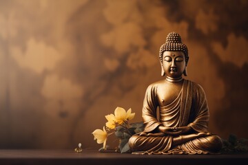 Zen buddha statue in nature background - obrazy, fototapety, plakaty