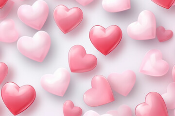 Festive seamless pattern. Red balloons heart-shaped on a pink background.