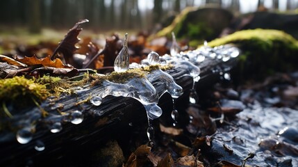 The slow drip of water from an icicle, a sign of winter's end and spring's approach
