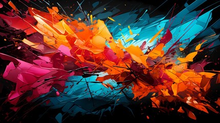 An edgy and vibrant abstract background inspired by graffiti art, incorporating bold colors and expressive strokes. Abstract background