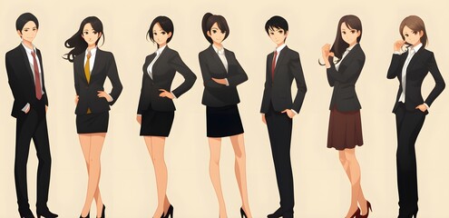 Fototapeta na wymiar Confident Businesswoman in Four Different Professional Poses Wearing a Suit Generative AI