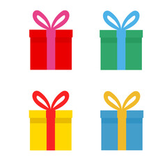 Vector set of different gift boxes. Flat design.Christmas Day, suitable for posters and design elements