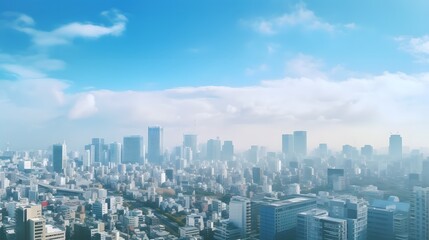 Fototapeta premium Modern Metropolis A Stunning Skyline of Towering Buildings Against a Clear Blue Sky Generative AI