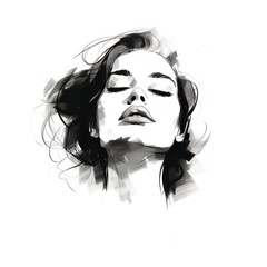 Fototapeta premium Minimal art line of woman on white background.