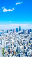 Naklejka premium Skyline of a bustling metropolis with towering skyscrapers and busy streets in the heart of the city Generative AI