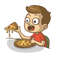 child eating pizza