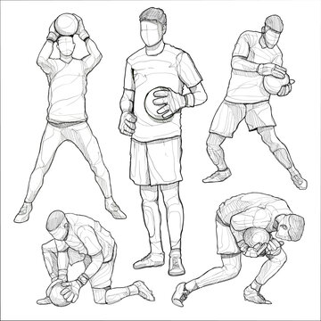 Goalkeeper football player Hand drawn. Vector illustration. Sport drawing.