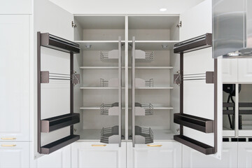 System furniture was installed in the built-in closet to make storage space more usable