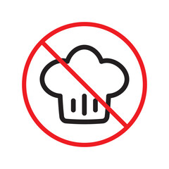 Forbidden chef cap vector icon. Warning, caution, attention, restriction, label, ban, danger. No chef cap flat sign design pictogram symbol. No chef cap icon UX UI icon