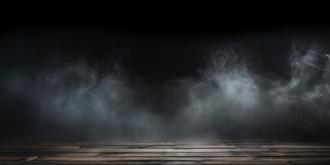 smoke in the dark,Grunge Halloween: Brick Wall Texture in the Dark.AI Generative  - obrazy, fototapety, plakaty