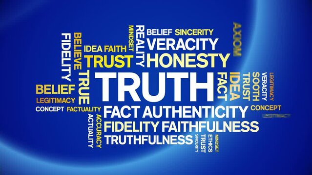 Truth animated tag word cloud;text design animation kinetic typography seamless loop.