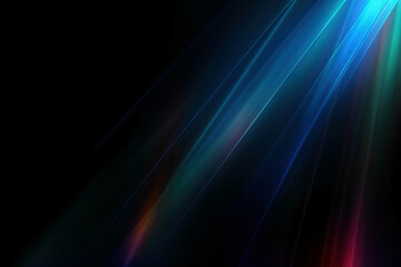 Ethereal Rainbow Flares Prism Rainbow Light Flares Overlay on Black Background - obrazy, fototapety, plakaty