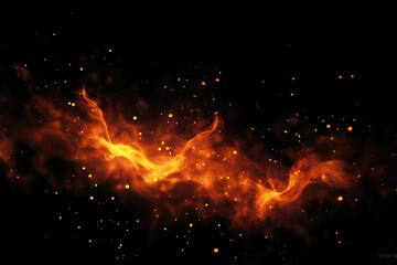 Fire Sparkle burn effect on isolated black background