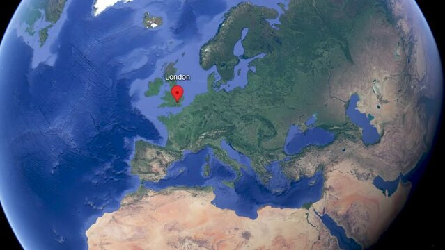 London Destination Point on Google Earth Map, Graphics Animation Media