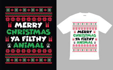 Merry Christmas animal Christmas T shirt Design. 