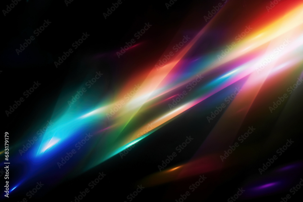 Sticker blur colorful warm light on black background light effect